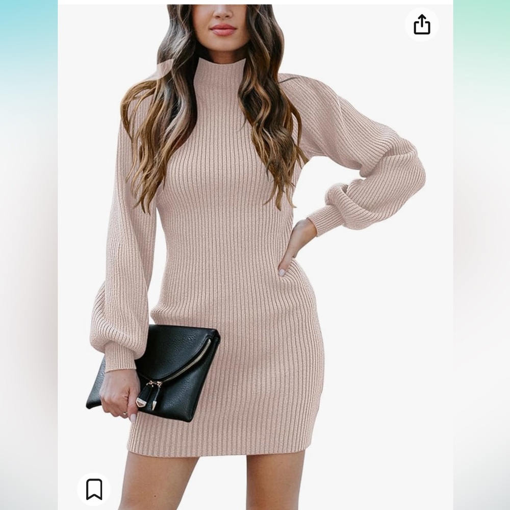 Mock neck pullover long sleeve body con sweater dress